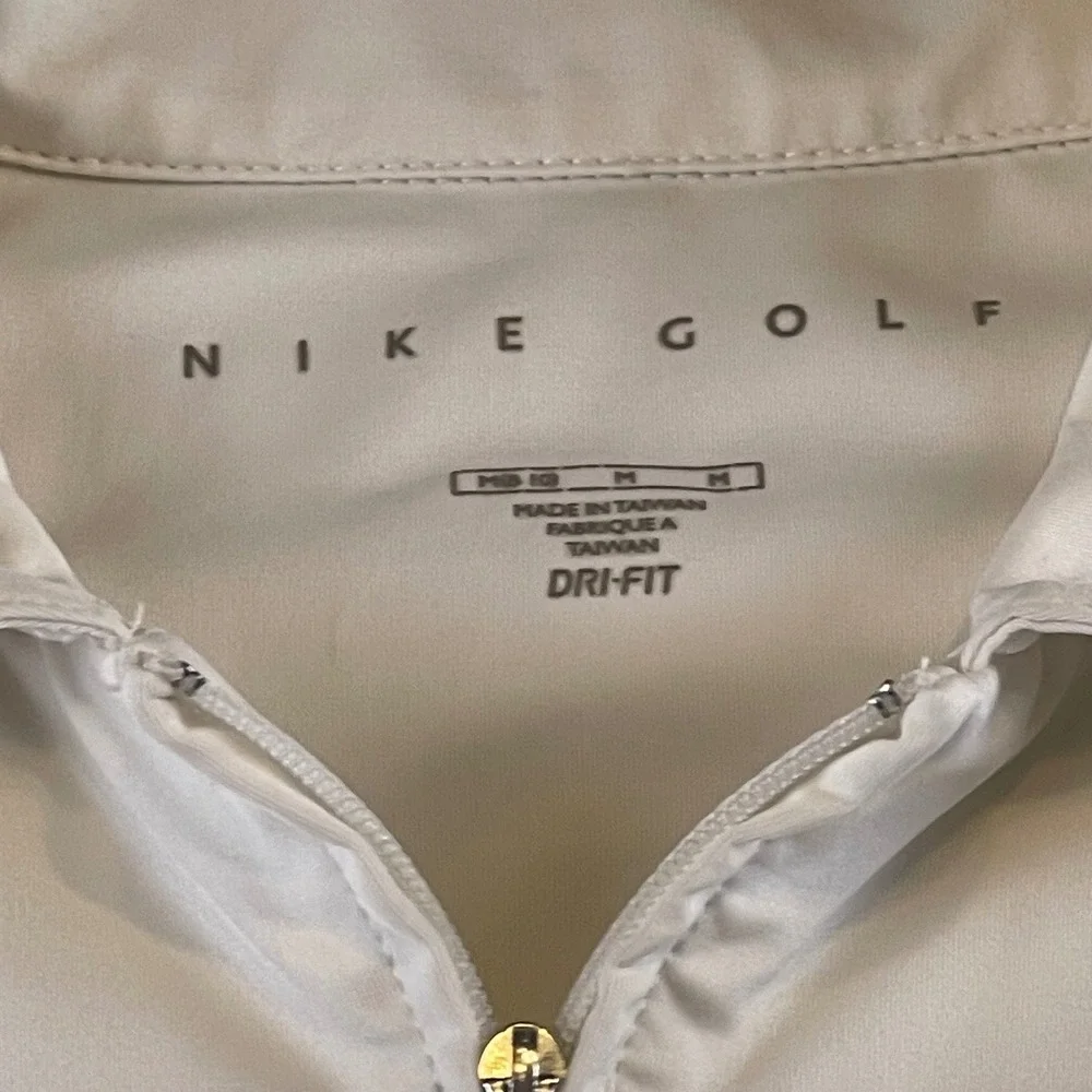Nike Golf Dri-FIT Half‎ Zip Short Sleeve Athletic Polo Shirt Beige Medium